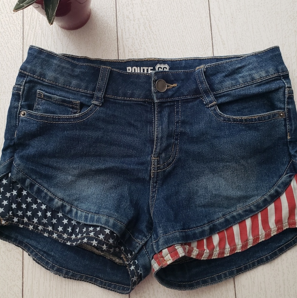 Route 66 American flag shorts
